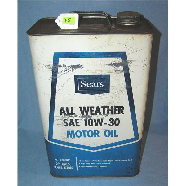 Vintage sears all weather motor oil avertising can