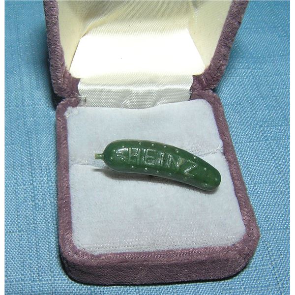 Early Heinz pickels advertising figural pickle pin