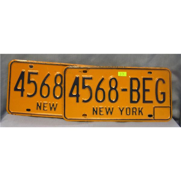 Pair of vintage NY license plates