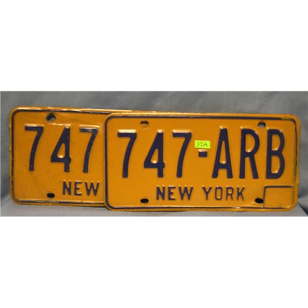 Pair of vintage NY license plates