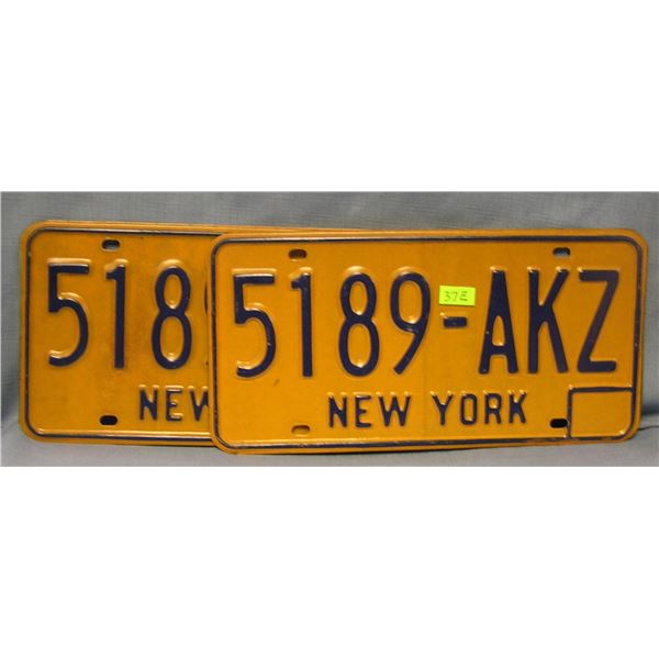 Pair of vintage NY license plates