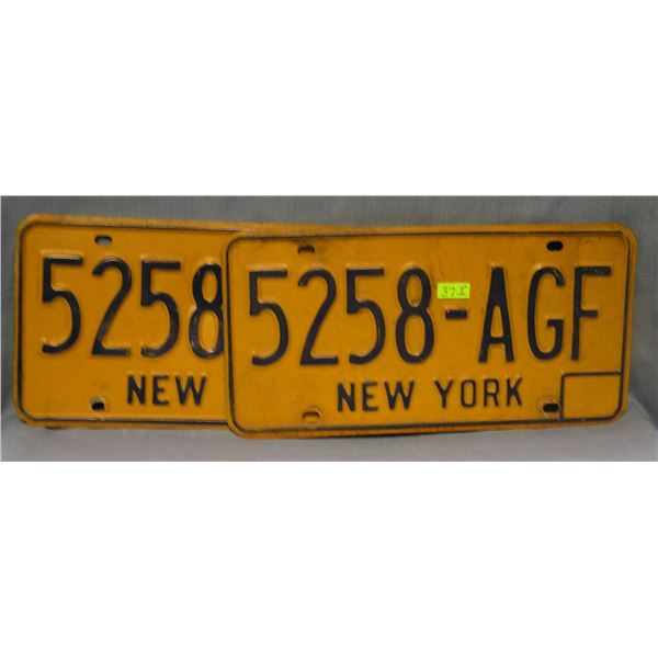 Pair of vintage NY license plates