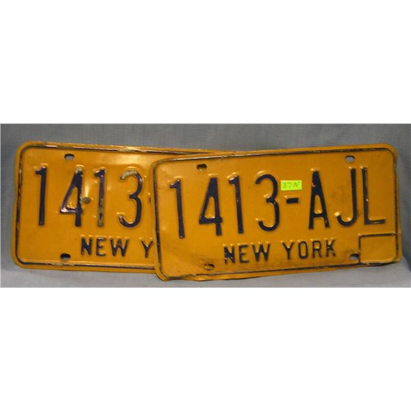 Pair of vintage NY license plates