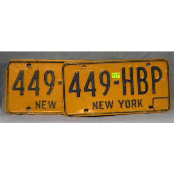 Pair of vintage NY license plates