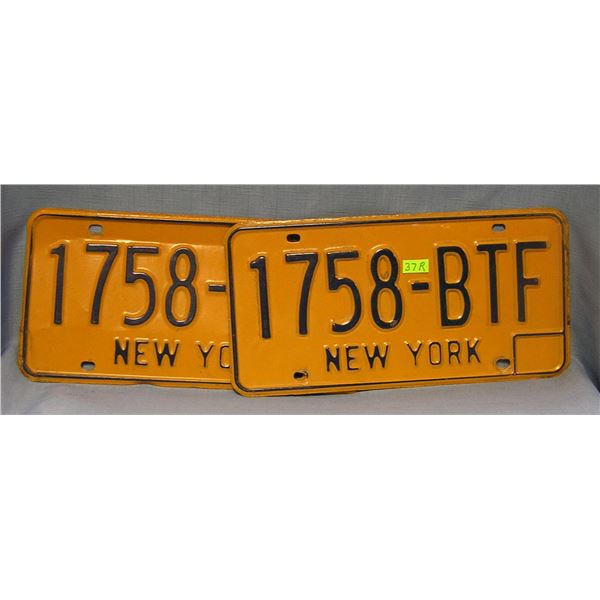 Pair of vintage NY license plates