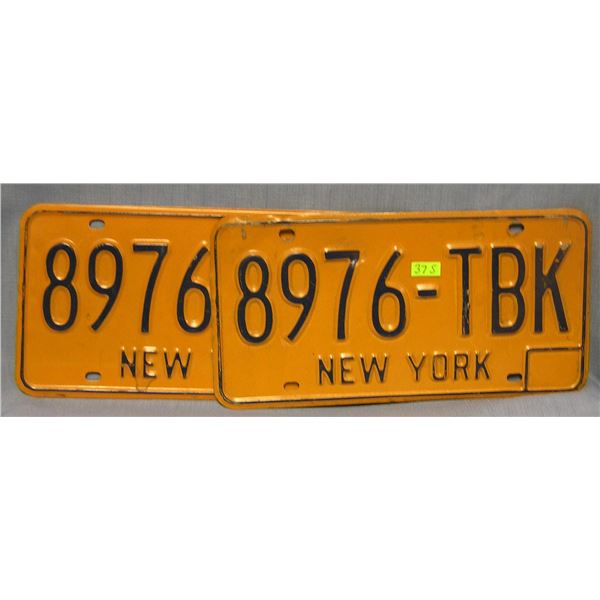 Pair of vintage NY license plates