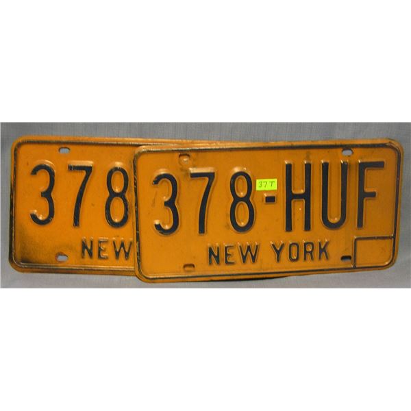 Pair of vintage NY license plates