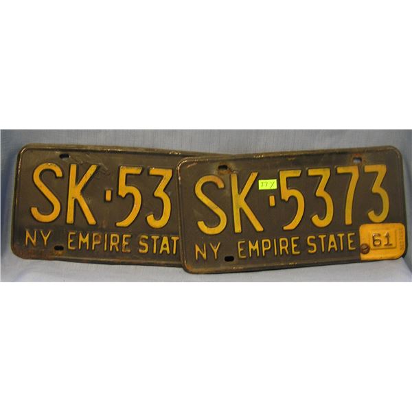 Pair of vintage NY license plates