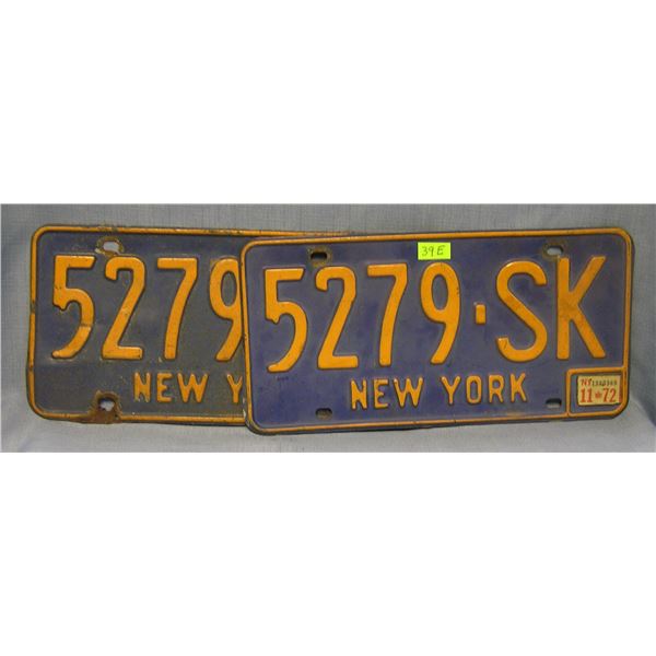 Pair of vintage NY license plates