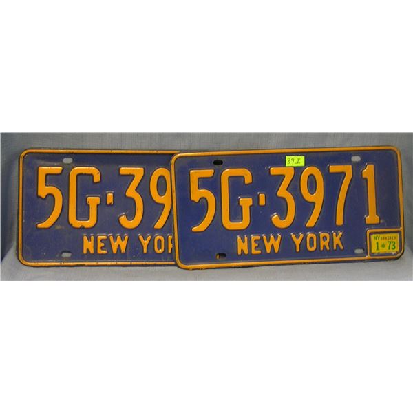 Pair of vintage NY license plates
