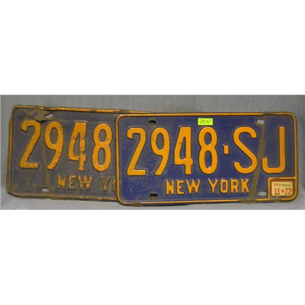 Pair of vintage NY license plates