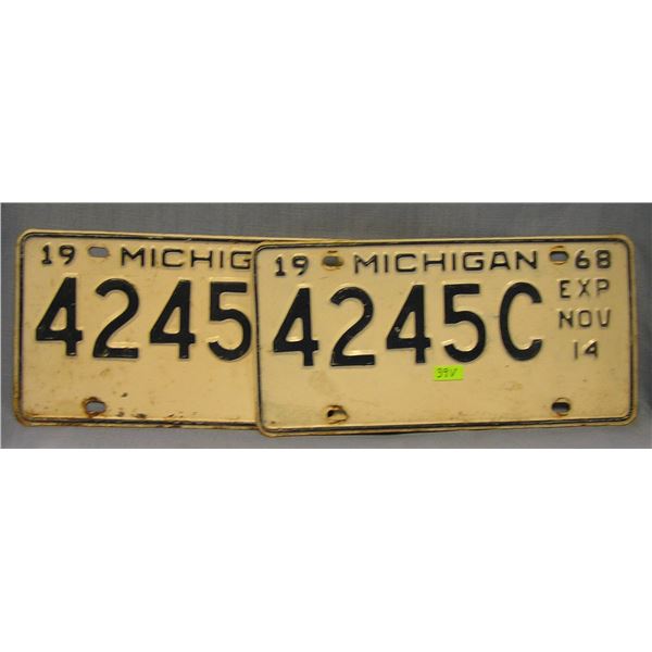 Pair of early Michigan license plates