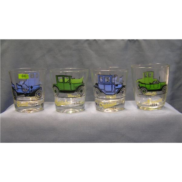 Antique automobile advertising drink glasses