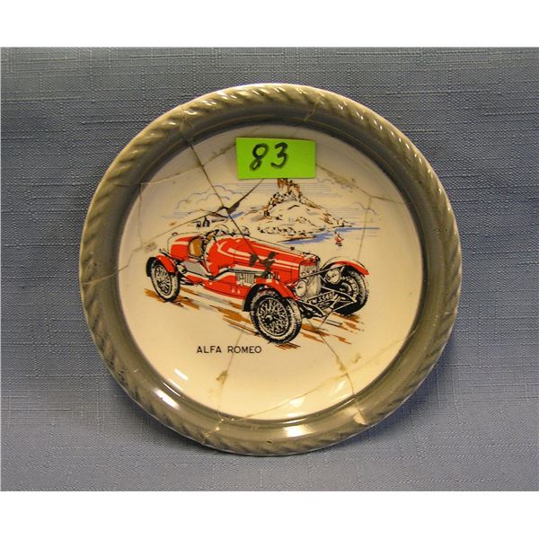 Early Alpha Romeo race car advertising dish