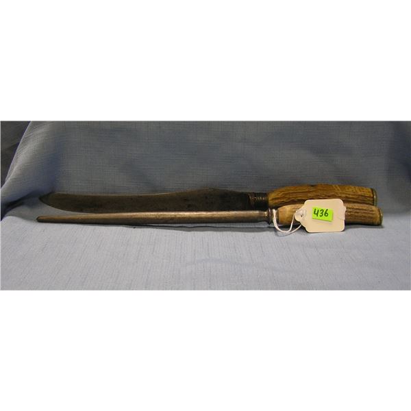 Bone handled carving knife and sharpener set