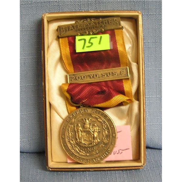 Early fire department award medal and ribbon