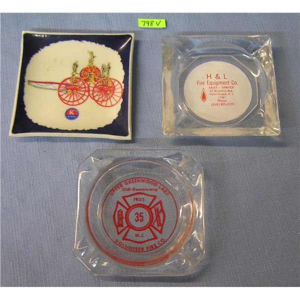 Fire dept supply company advertising ashtrays