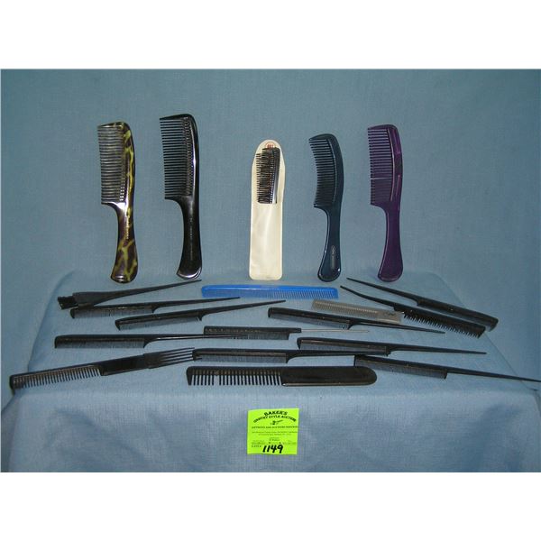 Glass jar full of vintage barber shop combs