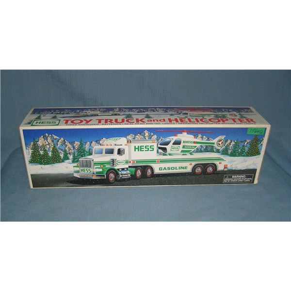 Hess toy truck and helicopter