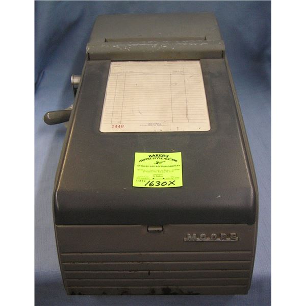 Vintage country store bill writing machine