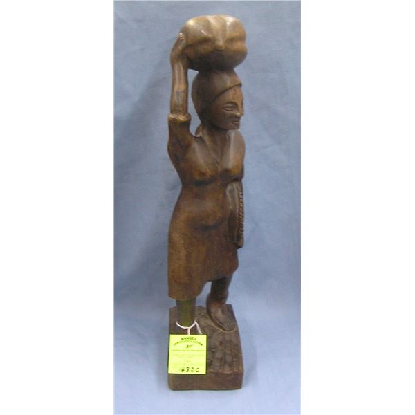 Large hand carved African woman figure