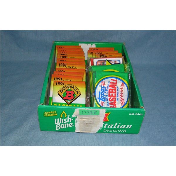 Box of unopened Topps and Bowman baseball card packs