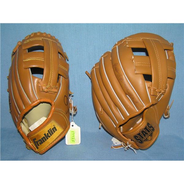 Pair of modern era baseball gloves