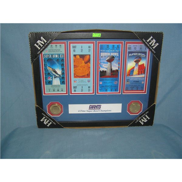 NY Giants Super Bowl tickets and medallion
