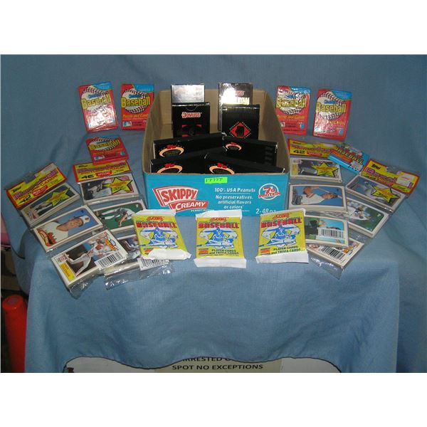 Box full of factory sealed wax packs, rack packs and more