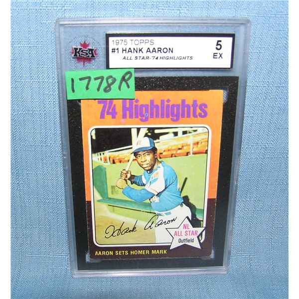 Hank Aaron 1975 Topps graded baseball card
