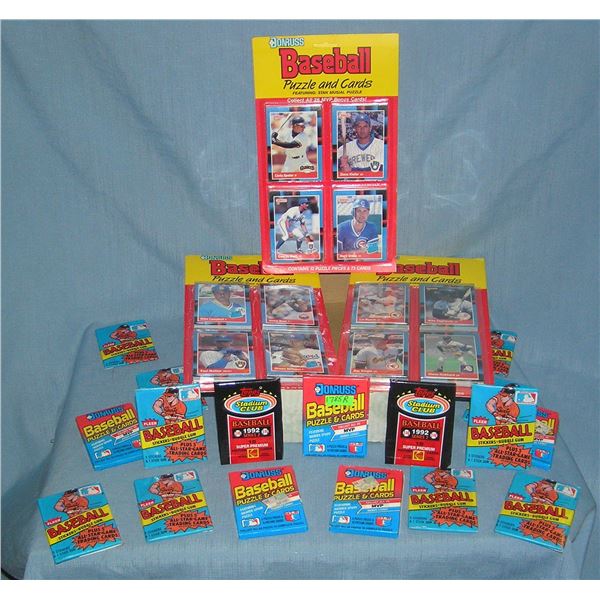 Shoe box full of unopened basebalLwax rack packs and more