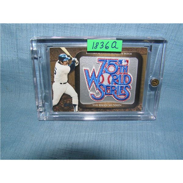 Thurman Munson 75th World Series uniform patch material baseball card