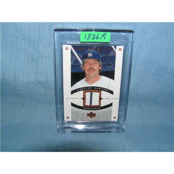 Catfish Hunter game used material insert baseball card