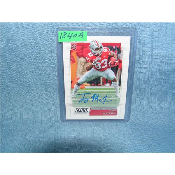 Terry McLaurin autographed rookie football card