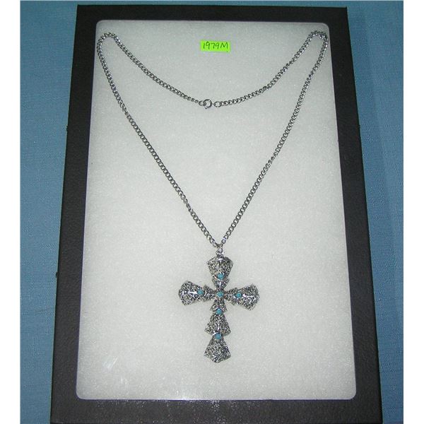 Vintage religious neckless with turquoise stones