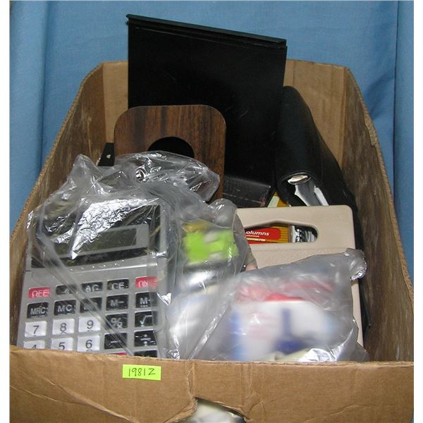 Large box full of estate stationery and supplies