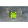 Pair of antique etched glass candle holders