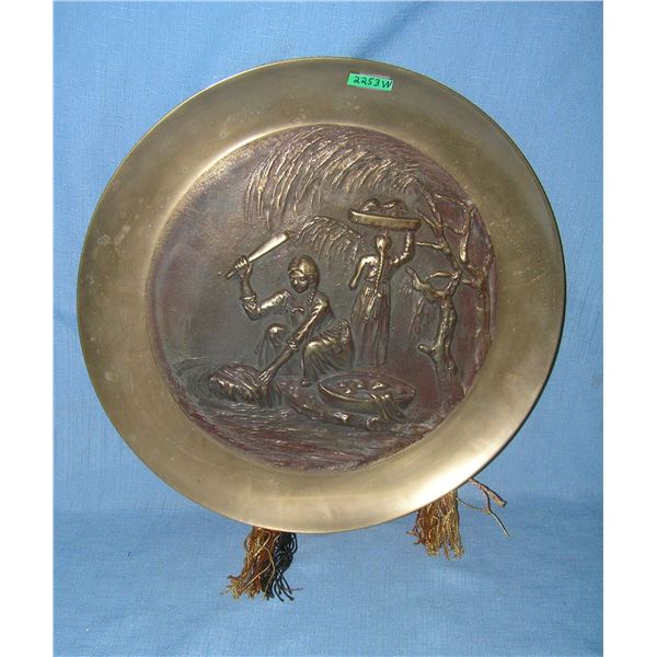 Antique solid bronze wall charger