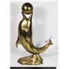 Image 1 : VINTAGE 17 INCH TALL BRASS DOLPHIN PLAYING