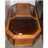 Image 1 : OAK COFFEE TABLE WITH GLASS TOP INSERTS
