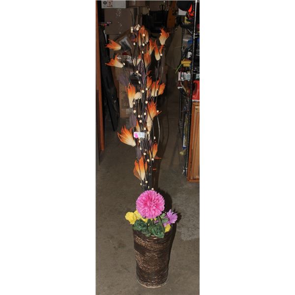 CERAMIC FLOWER VASE WITH FAUX FLOWERS