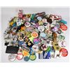 Image 1 : LARGE LOT OF MIXED BUTTONS/PINS, FIGURINES,