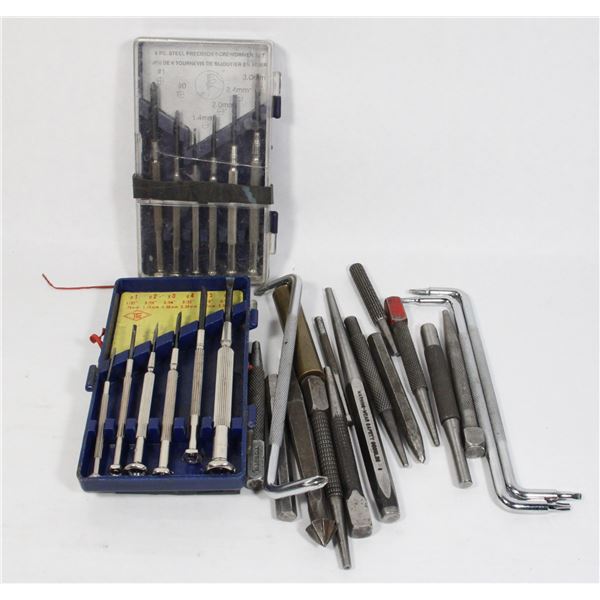 SET OF PUNCHES AND SMALL SCREWDRIVER SETS