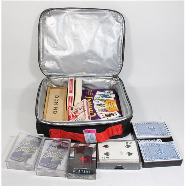 THERMOS LUNCH BAG FULL OF PLAYING CARDS