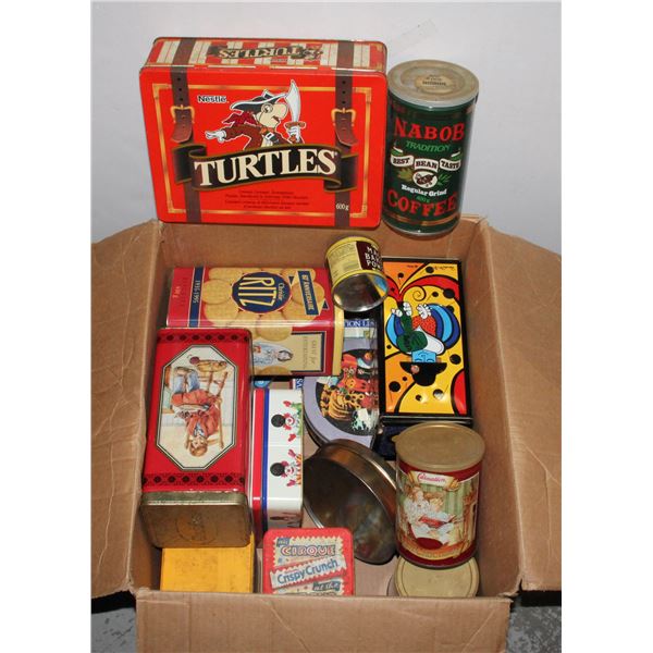LARGE ASSORTMENT OF DECORATIVE TINS