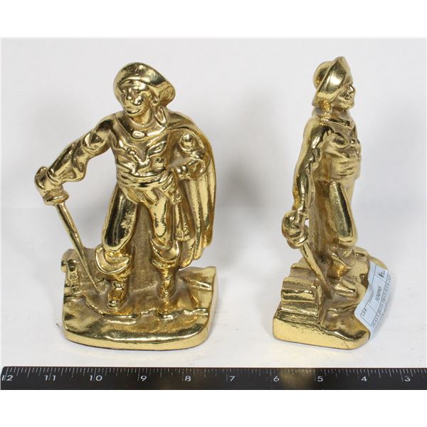 HEAVY BRASS PIRATE BOOK ENDS RIVER SIDE BRASS
