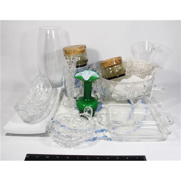 LOT OF LOT OF ASSORTED CRYSTAL AND MORE