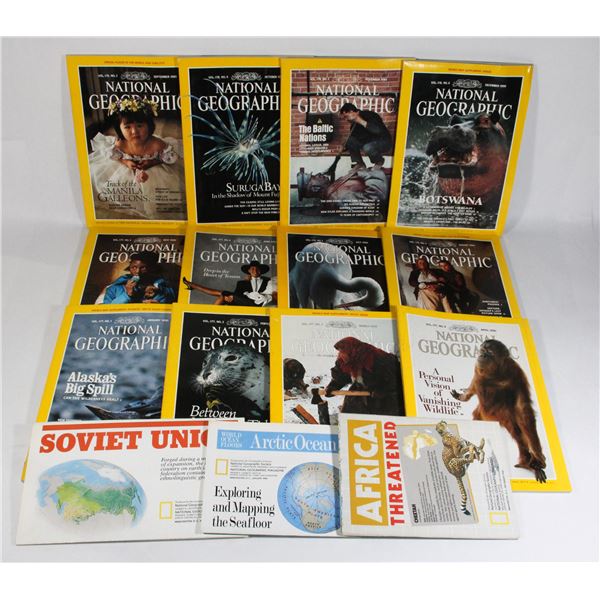 NATIONAL GEOGRAPHIC 1990 FULL DECADE INC. MAPS