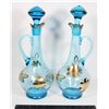 Image 1 : VINTAGE BLUE ART DECANTER GOLD FLOWERS