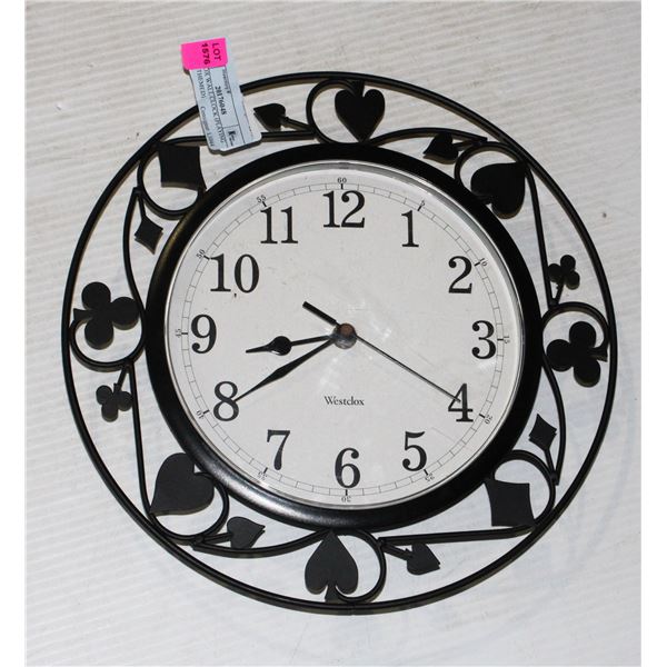 WESTCLOX WALL CLOCK (PLAYING CARD THEMED)